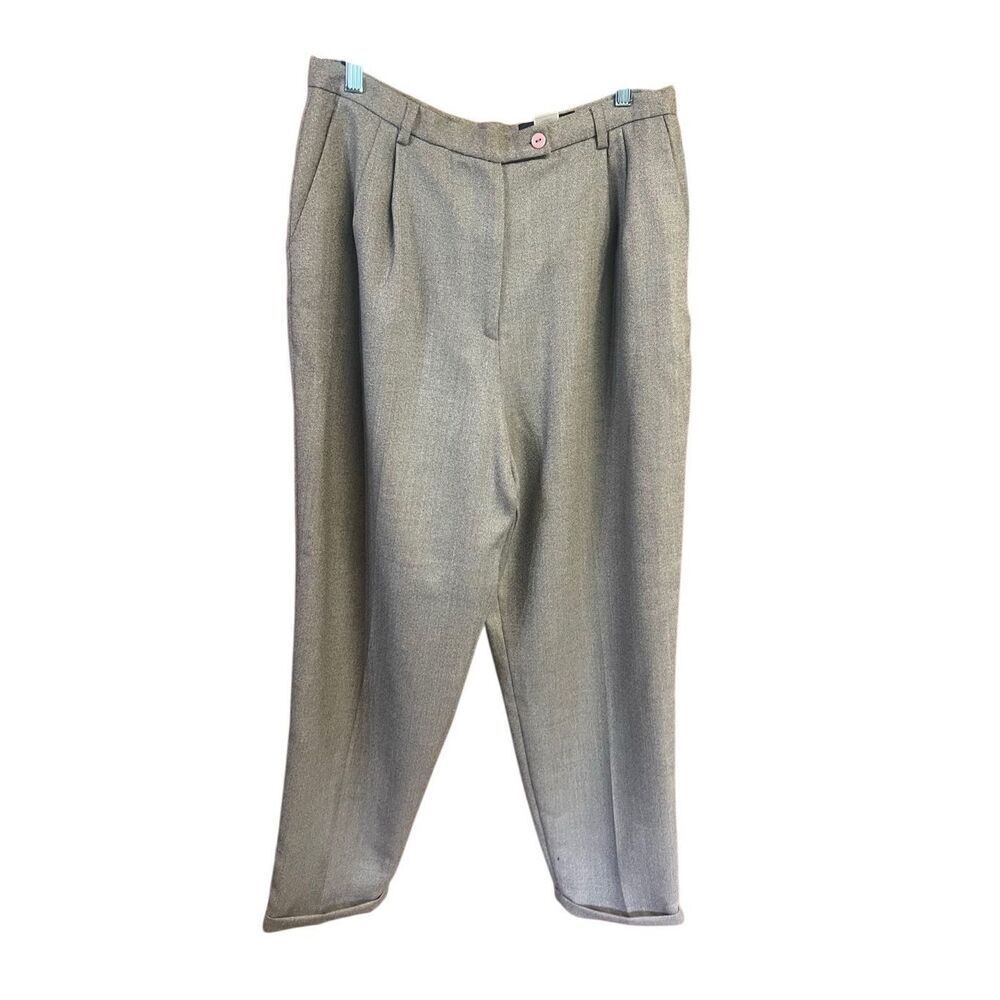 Herman Geist Womans Pleated Lined Roll up Wool Pants Tan Sz 16 NWT